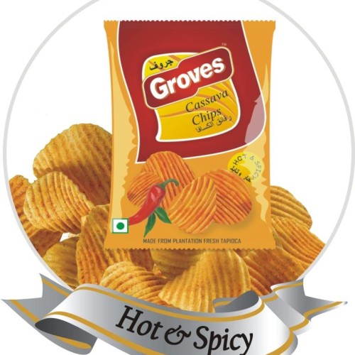 Crinkled cassava chips - hot & spicy